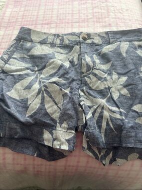 Old Navy Blue Floral Print Linen-Blend Bermuda Shorts